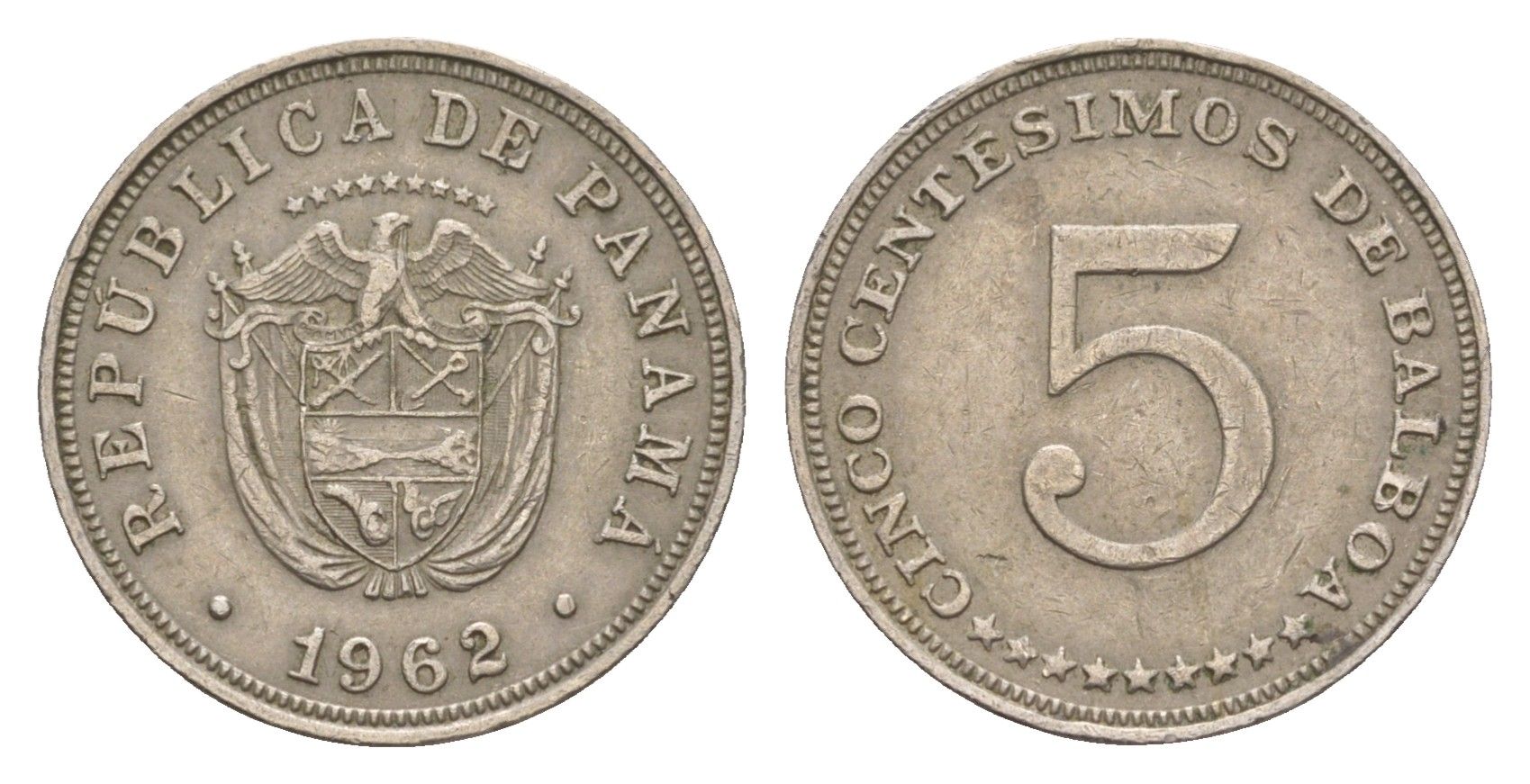 Панама 5 сентесимо 1962 KM 23.2 медно-никель 4655-855