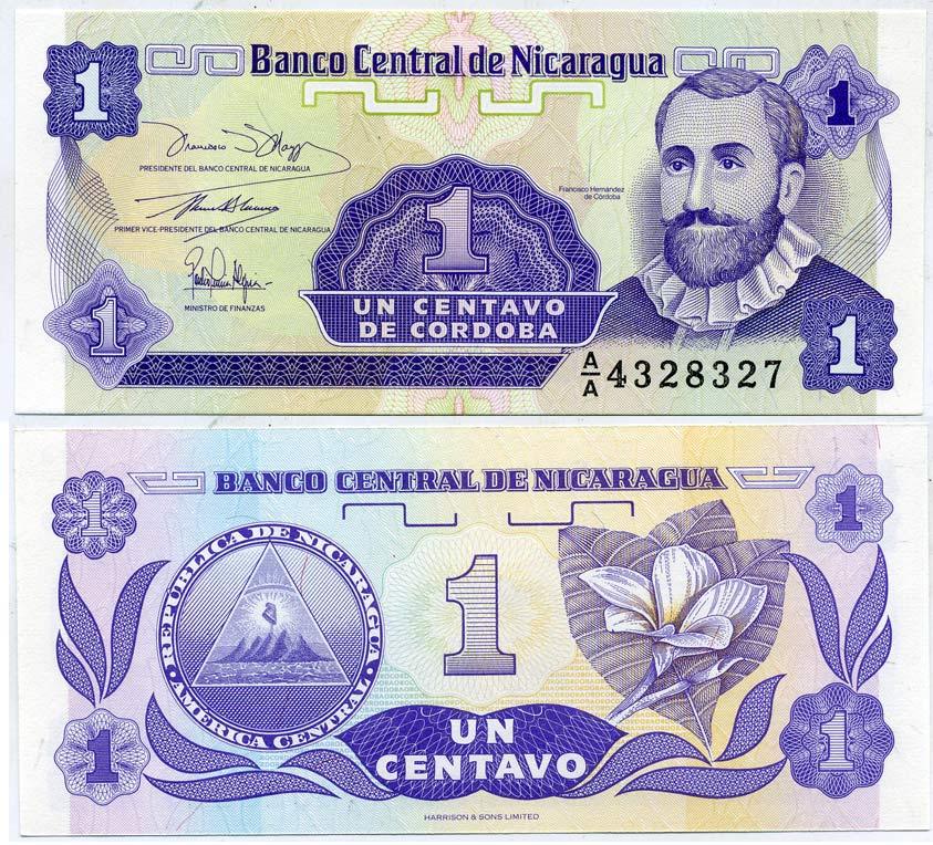 Никарагуа 1 сентаво ND (1991) Франсиско Эрнандес де Кордоба, плюмерия Pick 167 бумага UNC (ПРЕСС) 7523-2-3-1