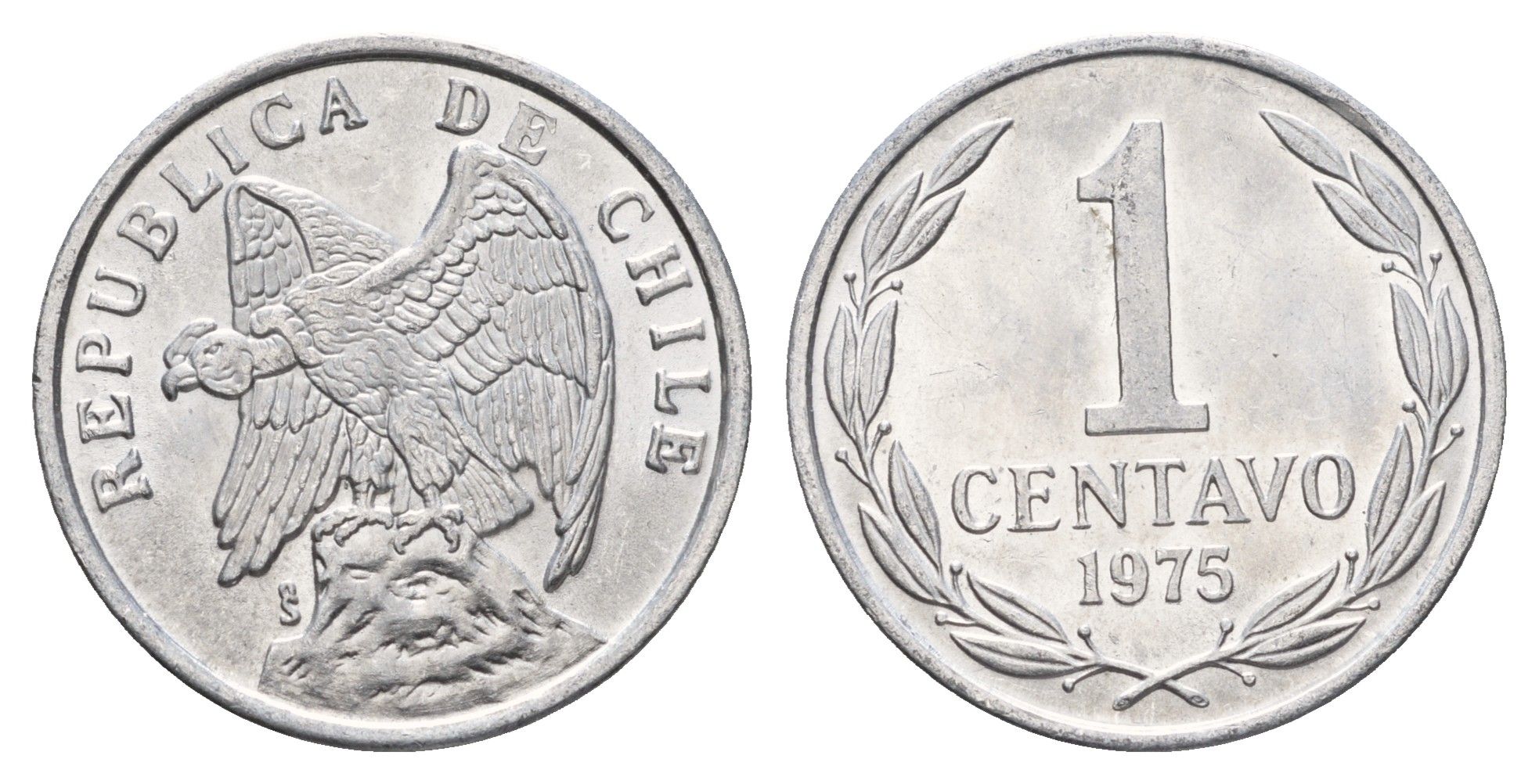 Чили 1 сентаво 1975 год-тип KM 203 алюминий UNC 4688-244