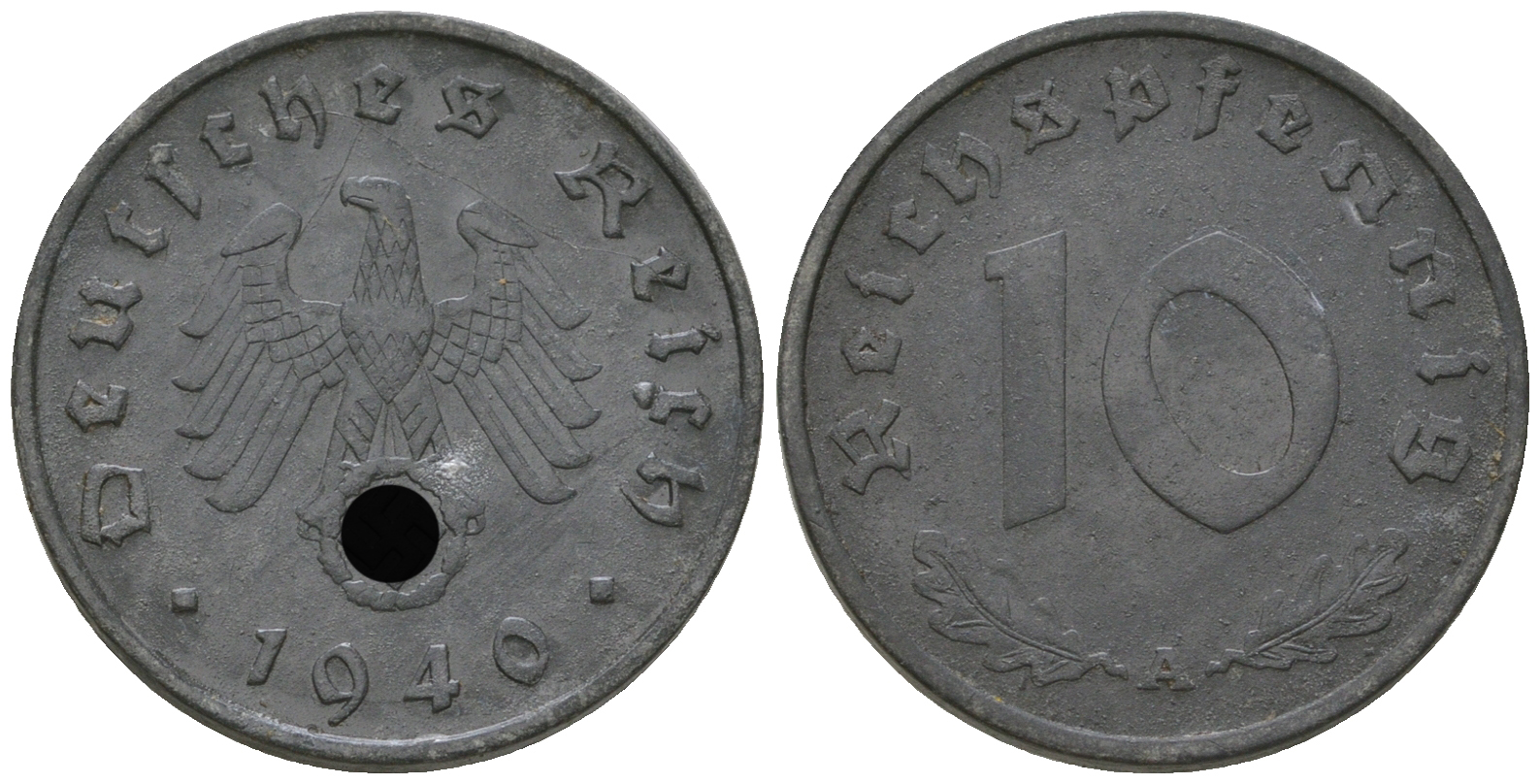 Германия 10 рейхспфеннигов 1940 A KM 101, J. 371 цинк    4589-841