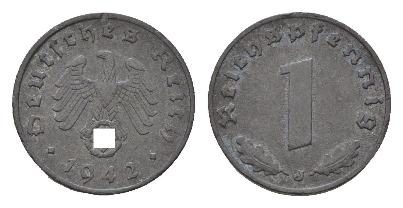 Германия 1 рейхспфенниг 1942 J KM 97, J. 369 цинк 4684-227