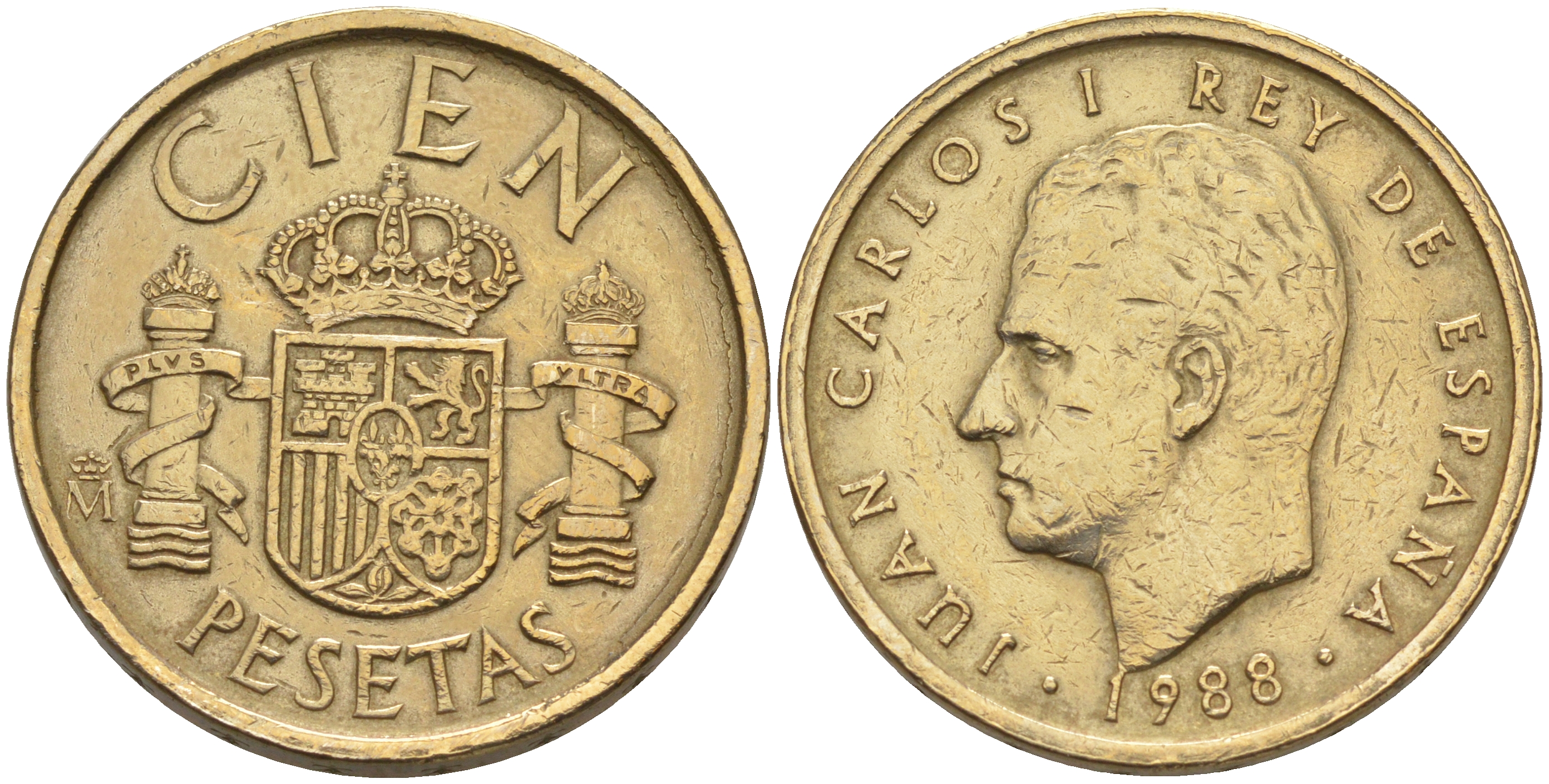 Испания 100 песет 1988 Хуан Карлос I (1975-2014) KM 826 алюминиевая бронза 106-337