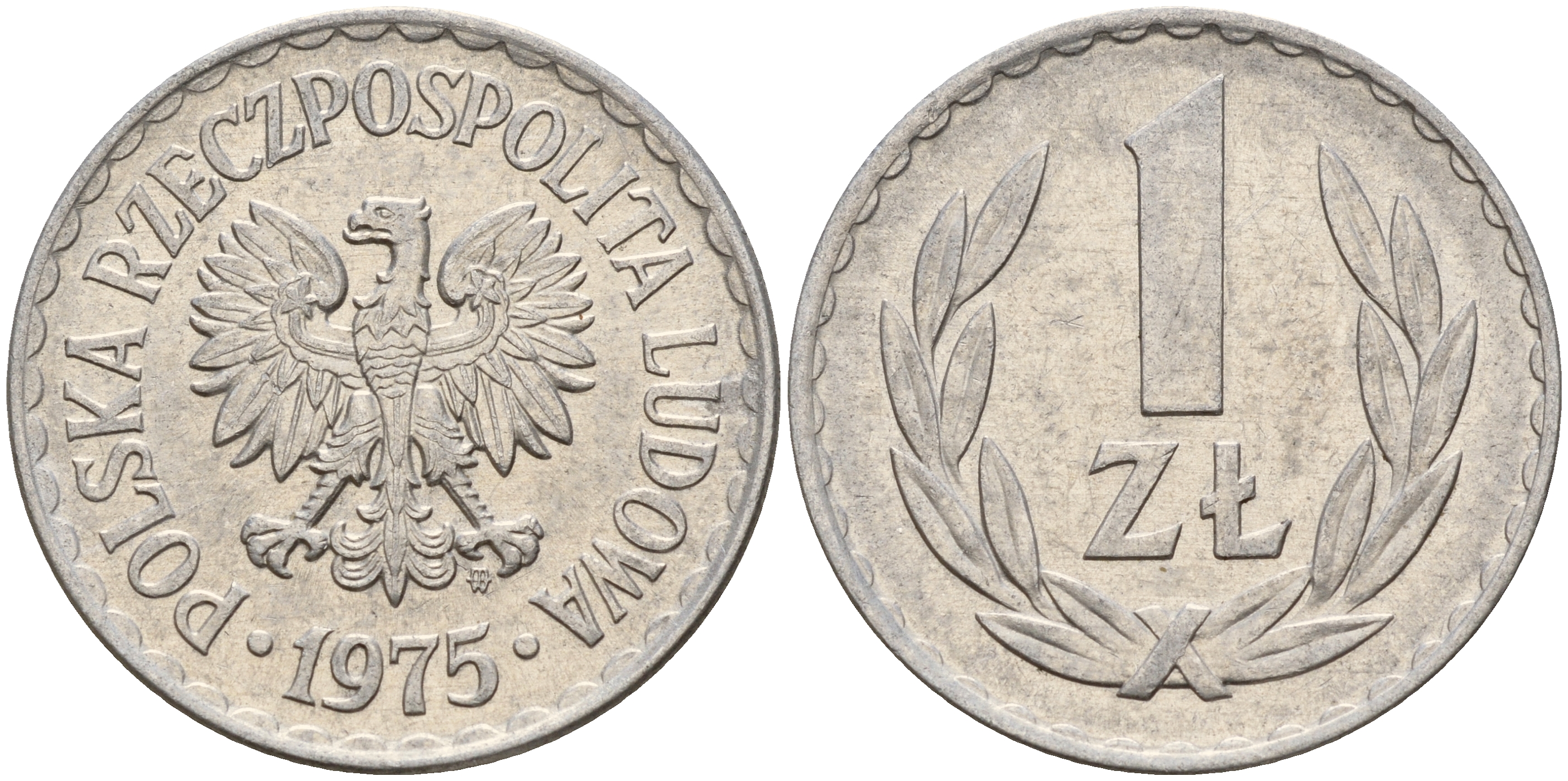 Польша 1 злотый 1975 MW KM 49.1 алюминий    4161-1025