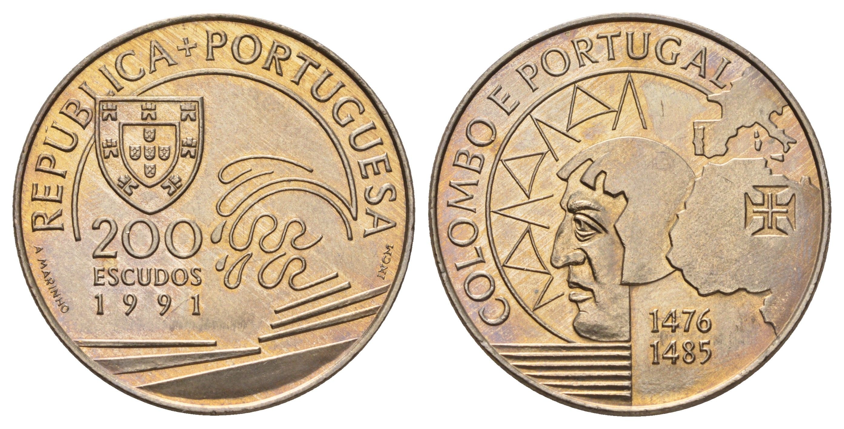 Португалия 200 эскудо 1991 Христофор Колумб в Португалии KM 658 медно-никель UNC 179-1113