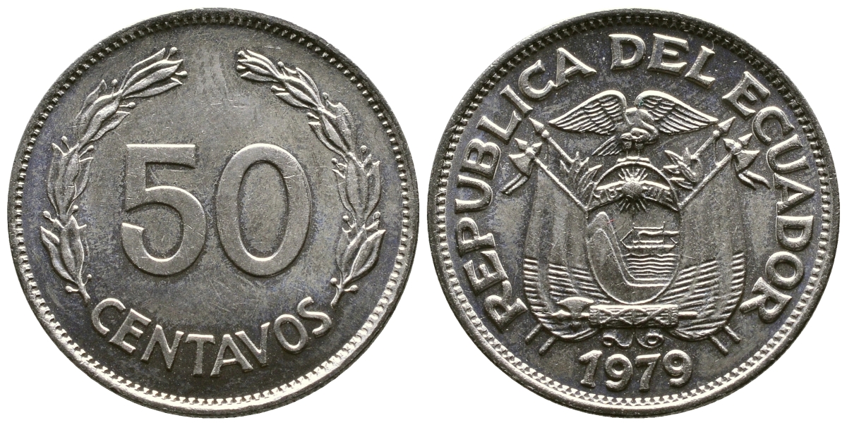 Эквадор 50 сентаво 1979 KM 81 никелированная сталь 4383-253