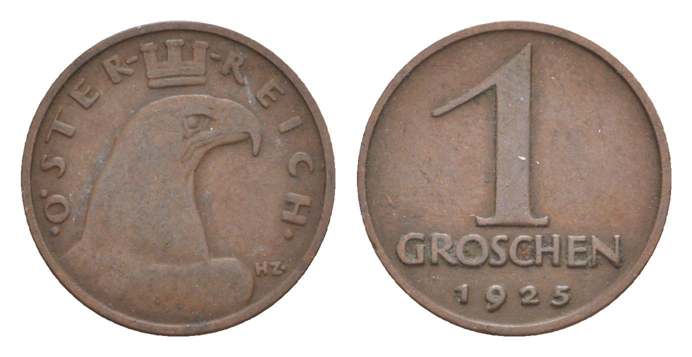 Австрия 1 грош 1925 KM 2836 бронза 4639-964