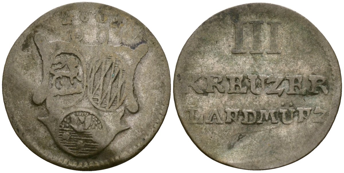 Левенштейн-Вертхайм-Вирнебург и Рошфор 3 крейцера 1804 серебро 46-255