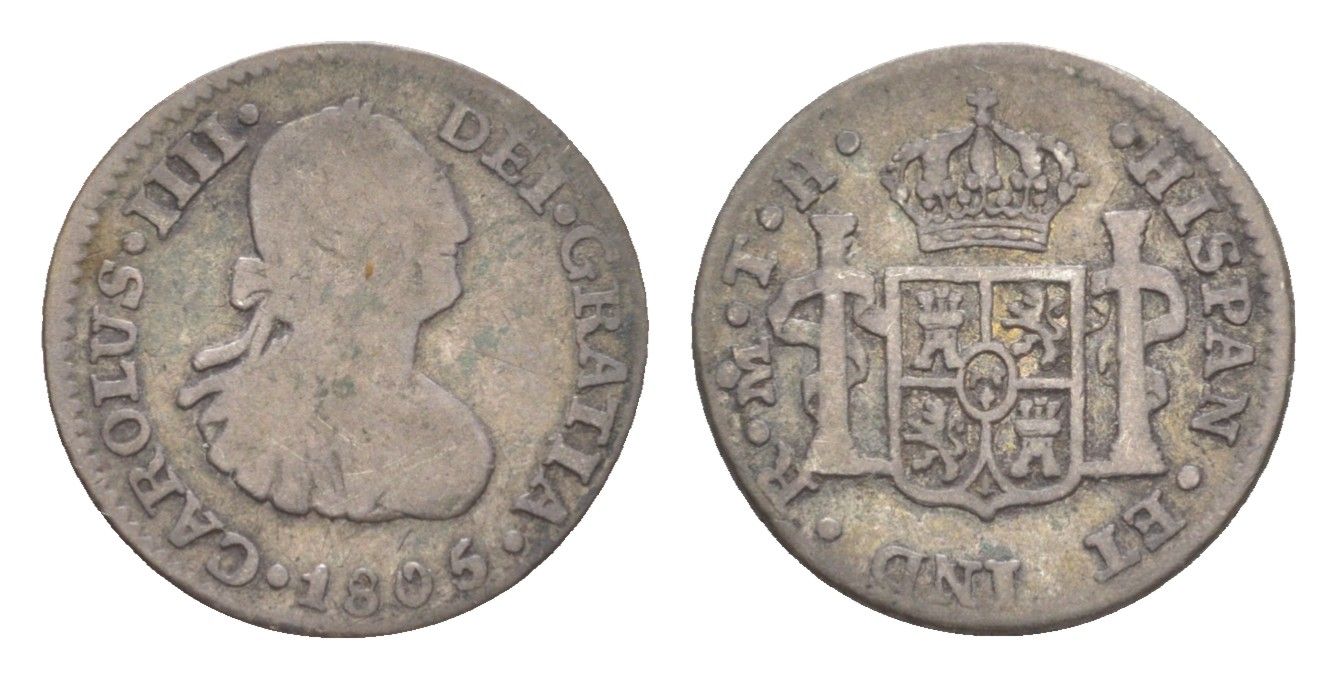 Мексика 1/2 реала 1805 Mo, Карл IV (1788-1808) KM 72 серебро 603-643
