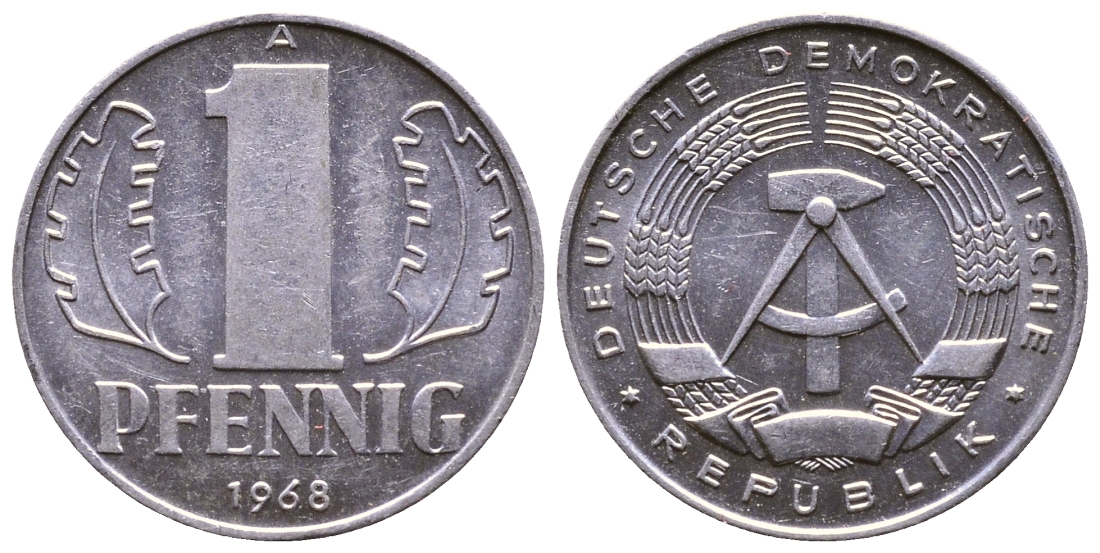ГДР 1 ПФЕННИГ 1968 А КМ 8.1 алюминий 4110-1757