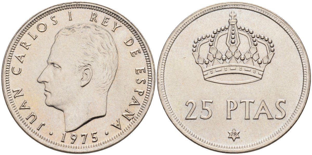 Испания 25 песет 1975 (78) Хуан Карлос I (1975-2014) KM 808 медно-никель UNC 4583-1116