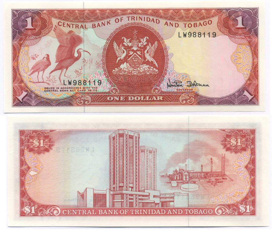 ТРИНИДАД И ТОБАГО 1 ДОЛЛАР 1985 ПОДПИСЬ 5 Pick 36b бумага UNC (ПРЕСС) 8588-87-1-1