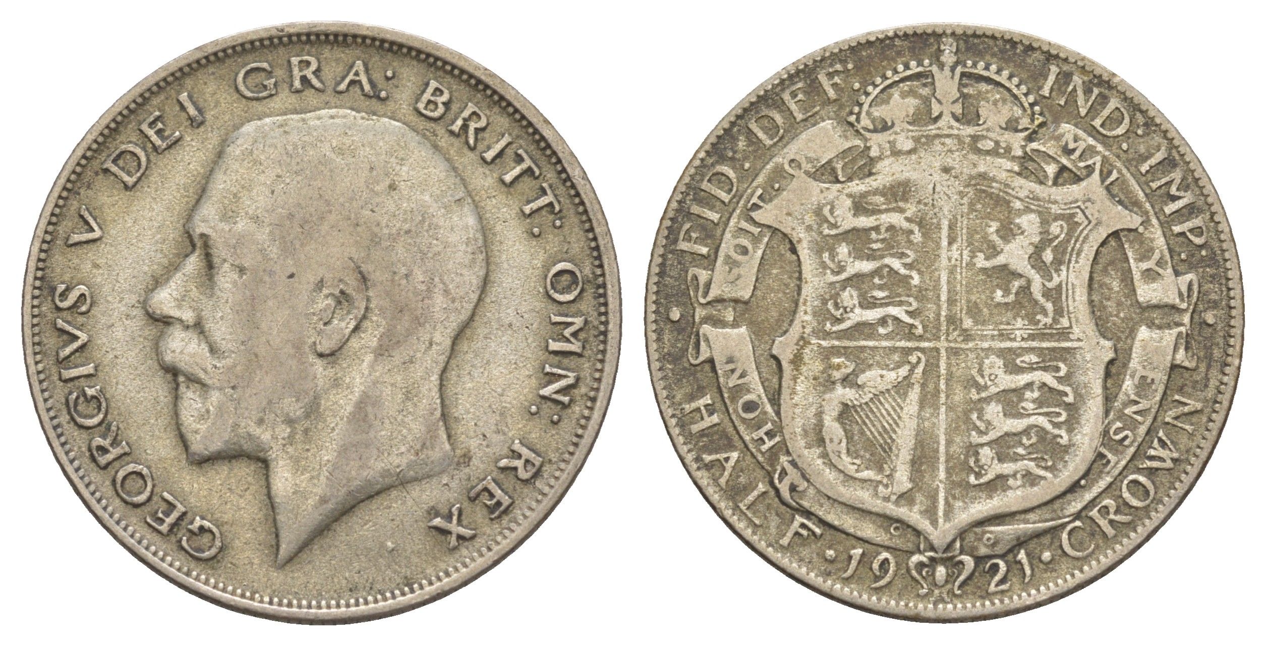 Великобритания 1/2 кроны 1921 Георг V (1910-1936) KM 818.1a, Spink 4021 серебро 4634-913