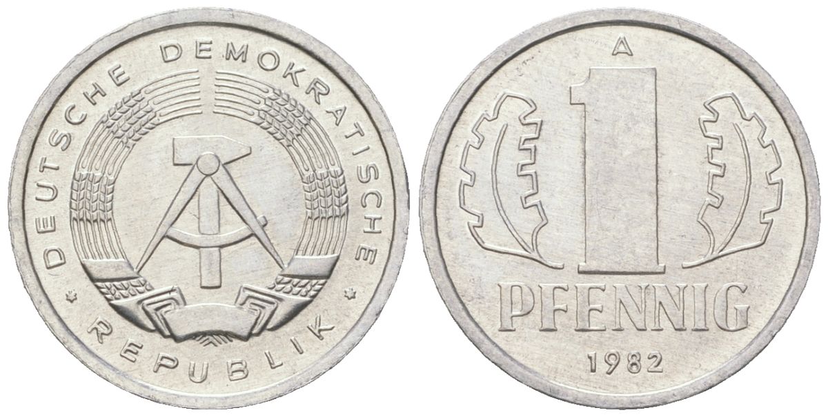 ГДР 1 пфенниг 1982 A KM 8.2 алюминий aUNC 201-615
