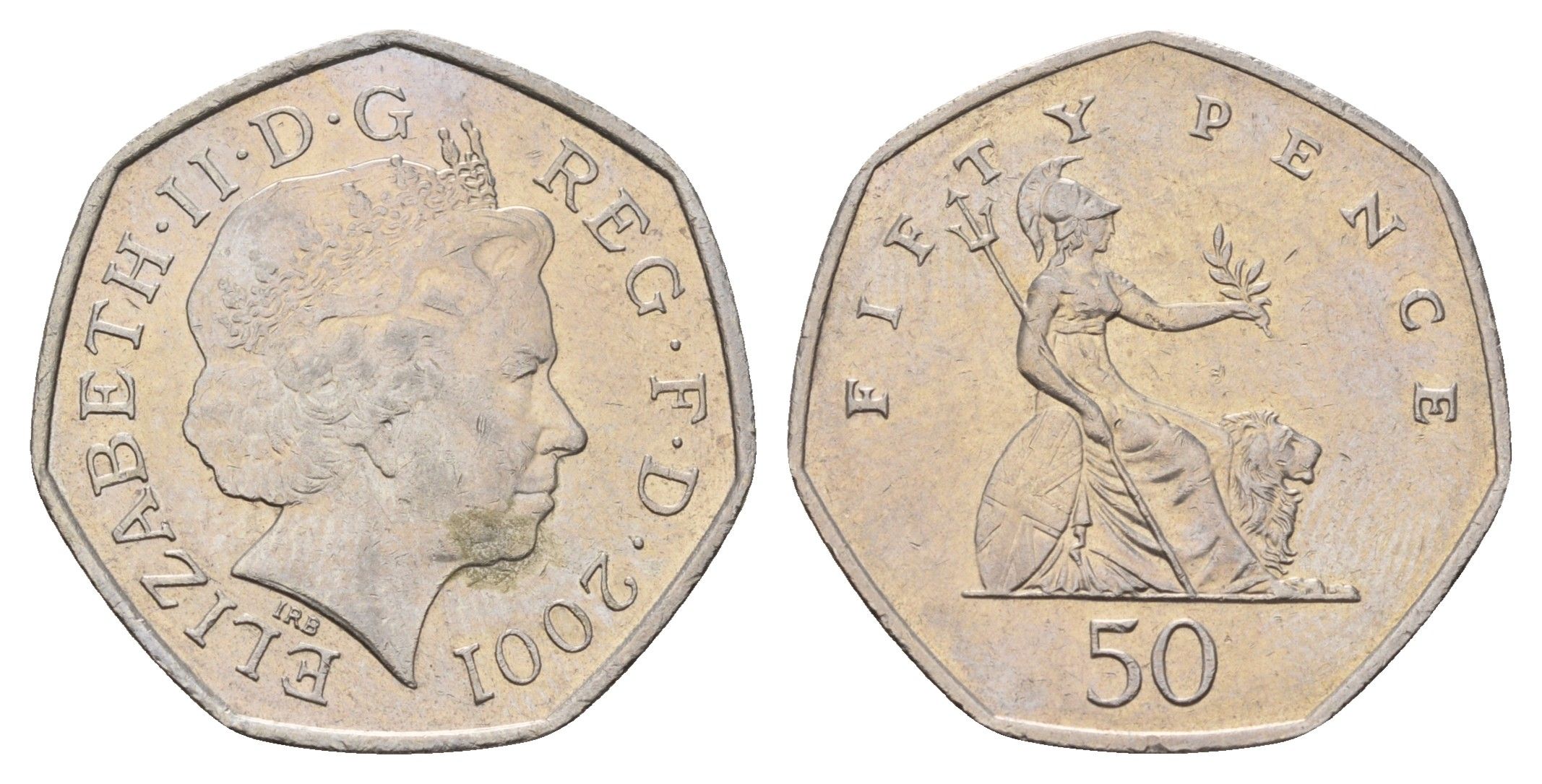 Великобритания 50 пенсов 2001 Елизавета II (1952-2022) KM 991, Spink 4610 (H8) медно-никель 186-626