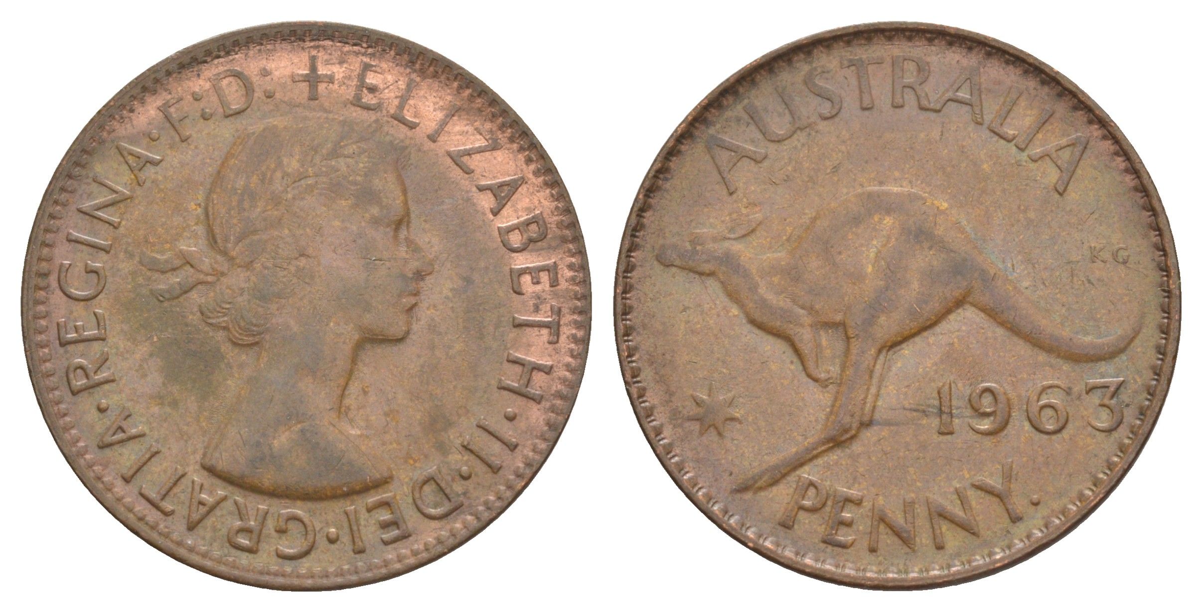 Австралия 1 пенни 1963 KM 56 бронза 4634-441