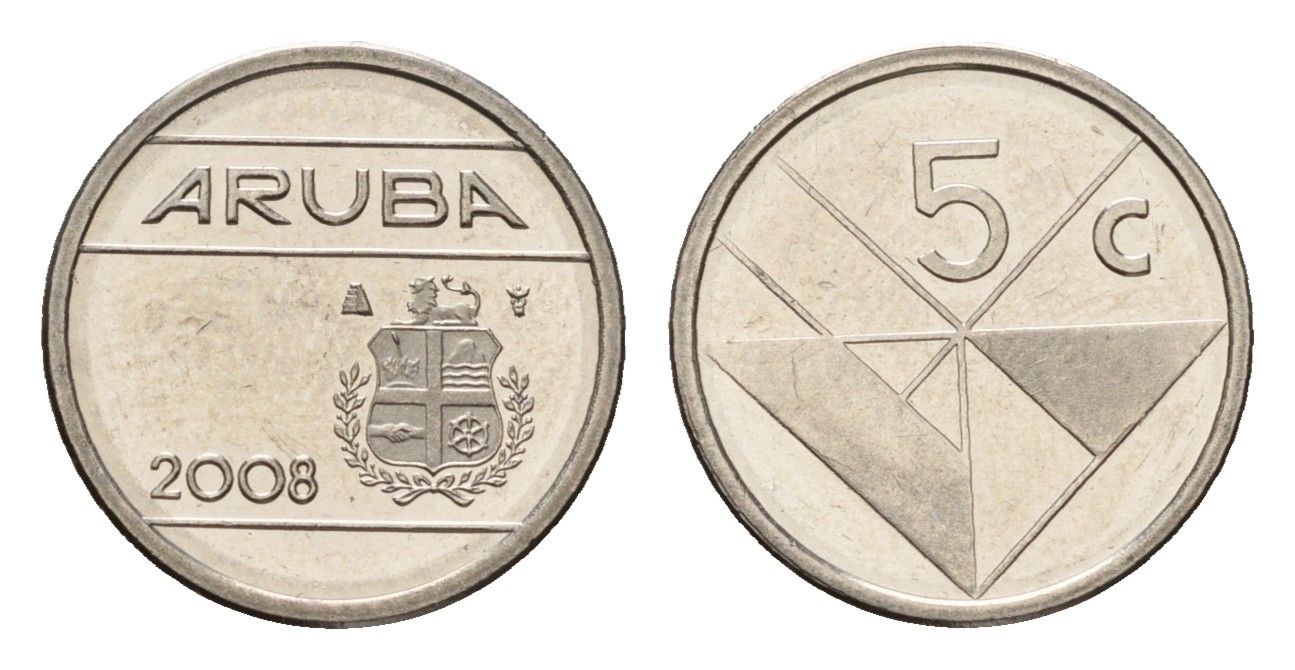 Аруба 5 центов 2008 KM 1 сталь плакированная никелем UNC 112-1055