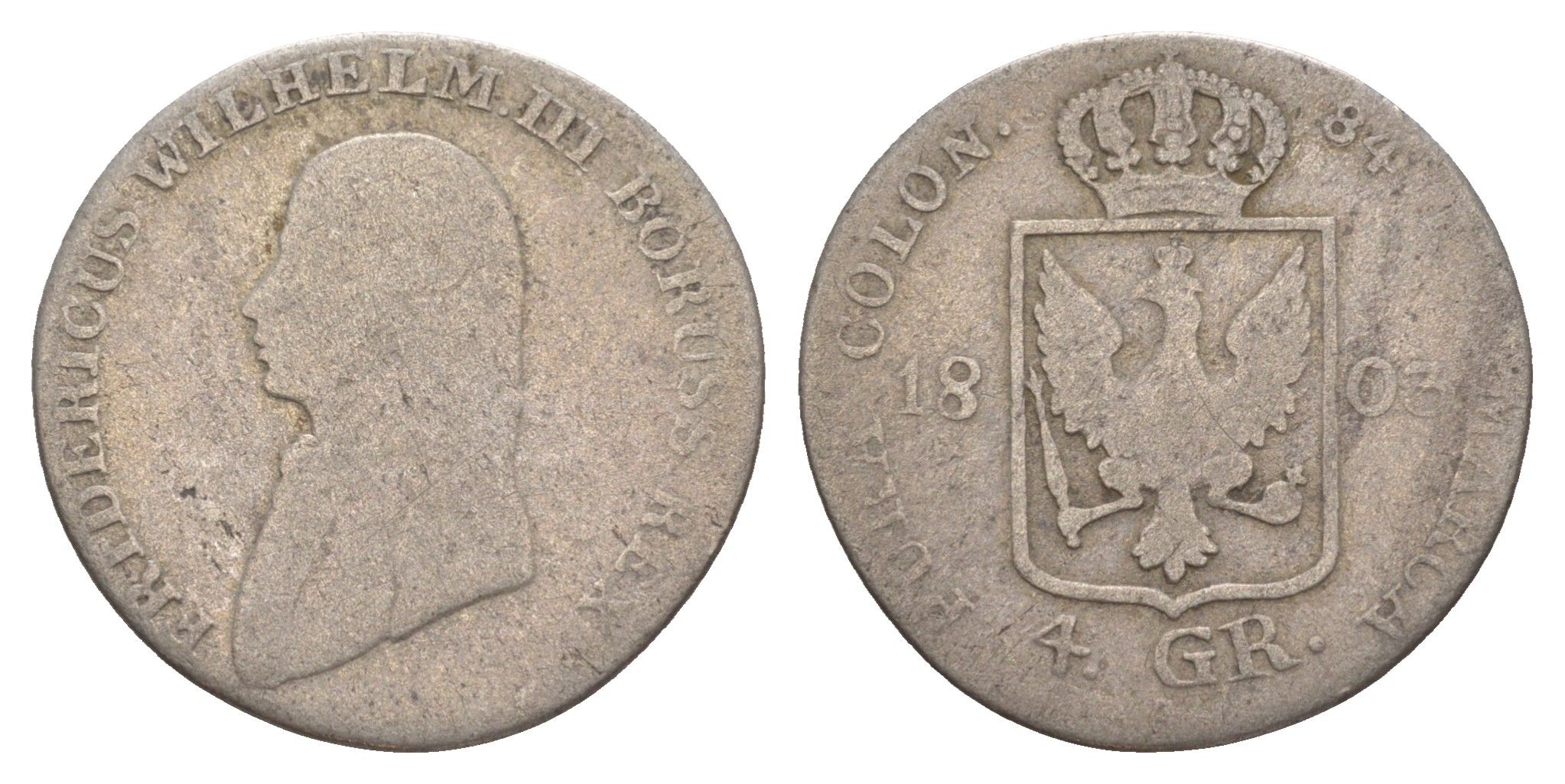 Пруссия 4 гроша 1803 A, Фридрих Вильгельм III (1797-1840) KM 370 серебро 4619-215