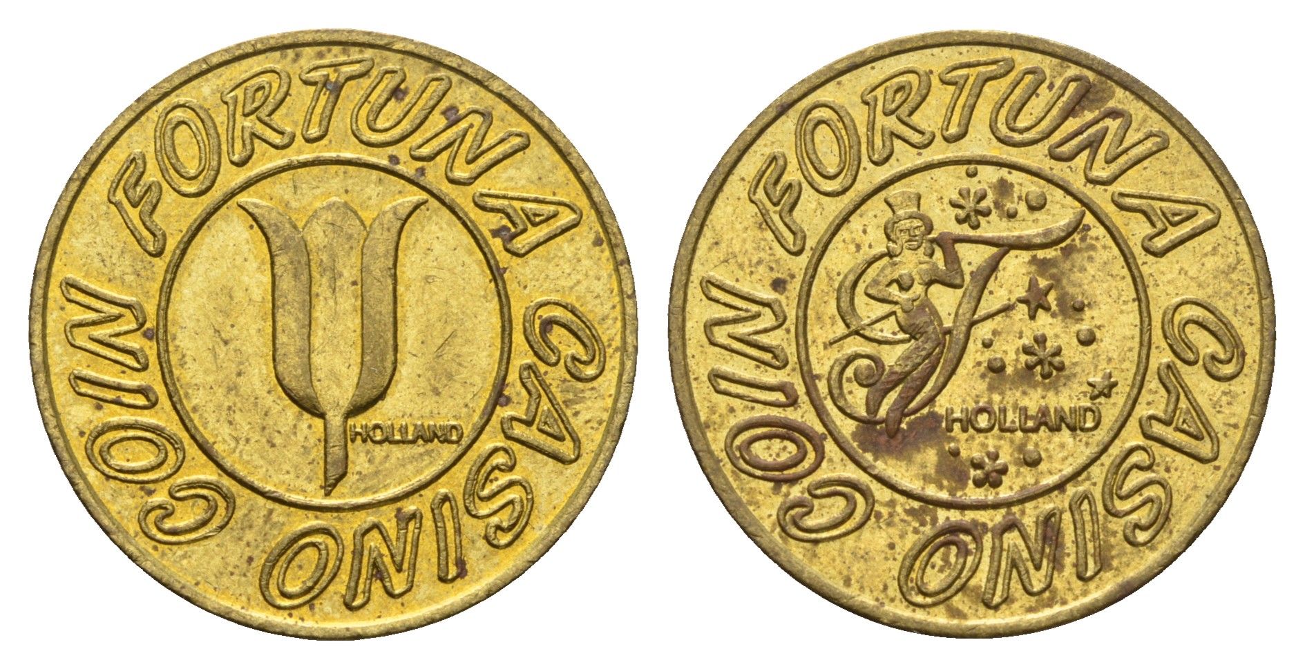 Нидерланды жетон казино - Fortuna Casino диаметр 24 мм, вес 6,8 гр латунь 210-116