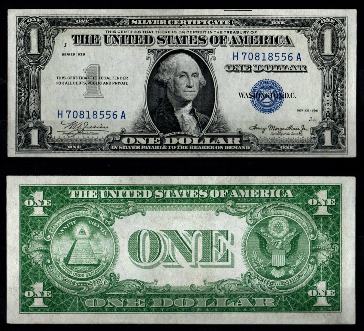 США 1 доллар 1935 Президент Джордж Вашингтон. Большая печать Соединенных Штатов Pick 416 бумага UNC (пресс) 451-1276-3