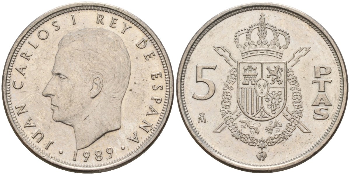 Испания 5 песет 1989 Хуан Карлос I (1975 - 2014) KM 823 медно-никель 4155-745
