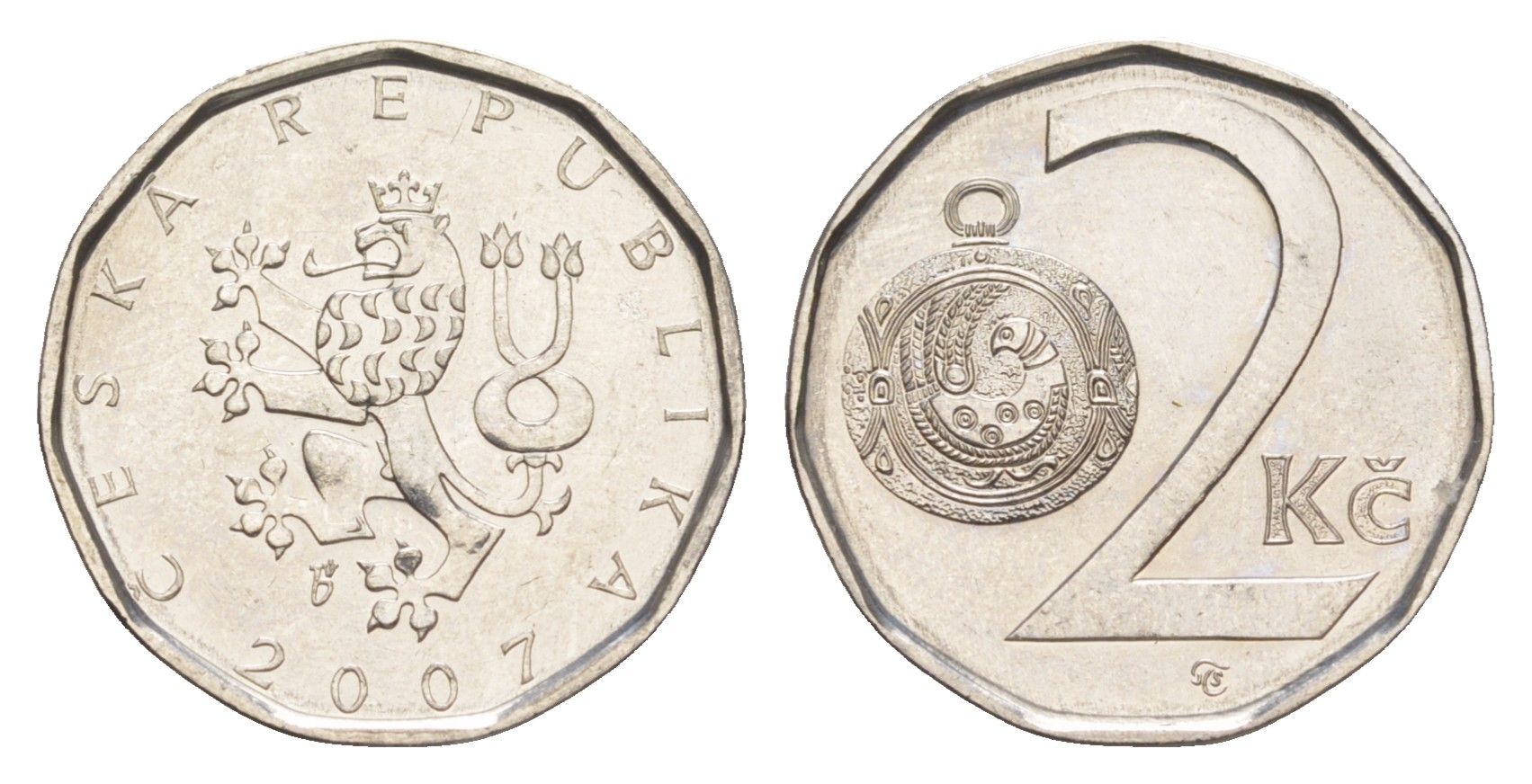 Чехия 2 кроны 2007 KM 9 сталь плакированная никелем UNC 4651-563