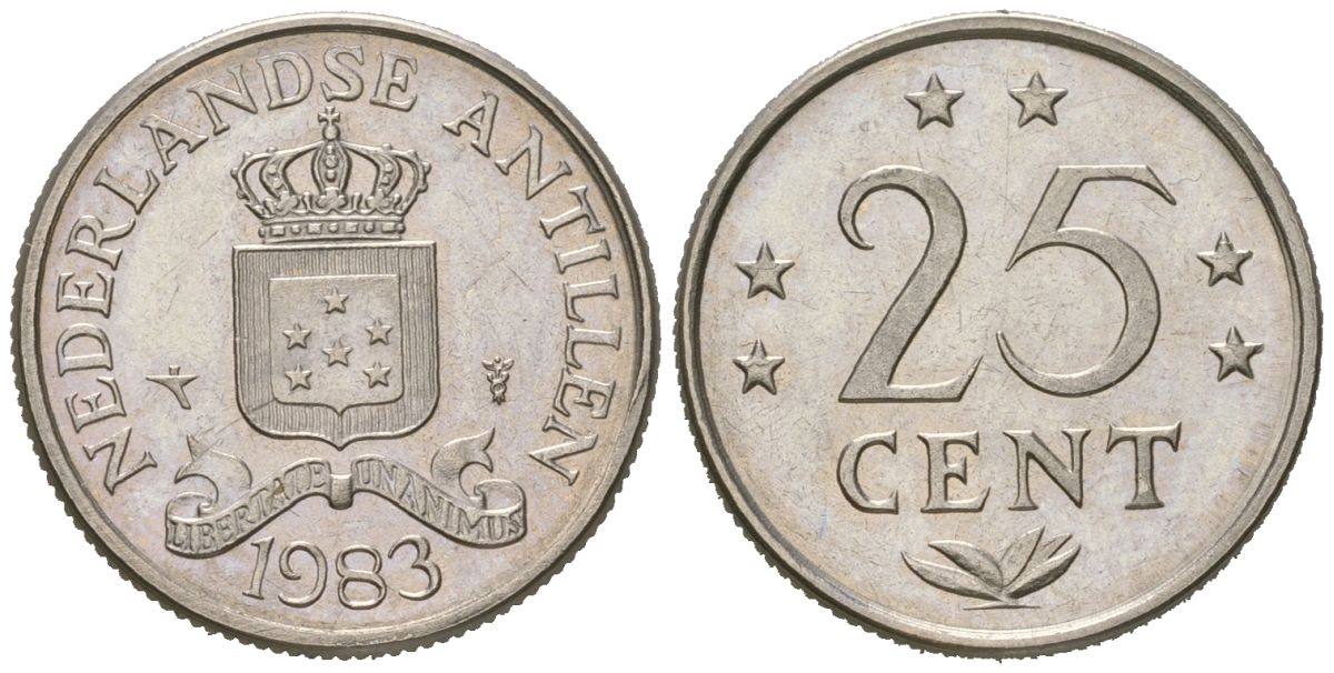 Нидерландские Антилы 25 центов 1983 KM 11 никель UNC 4167-155