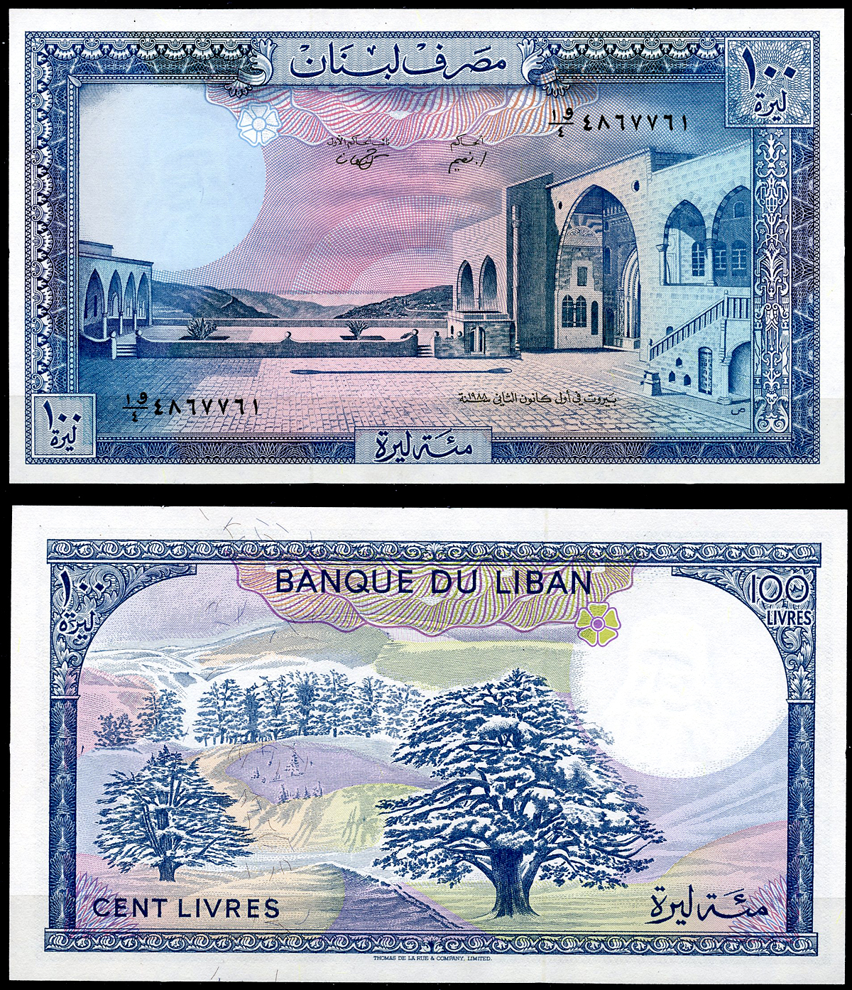 Ливан 100 ливров 1988 дворец Байтэддин, кедровые деревья Pick 66 d  бумага  UNC (пресс) 446-122-1