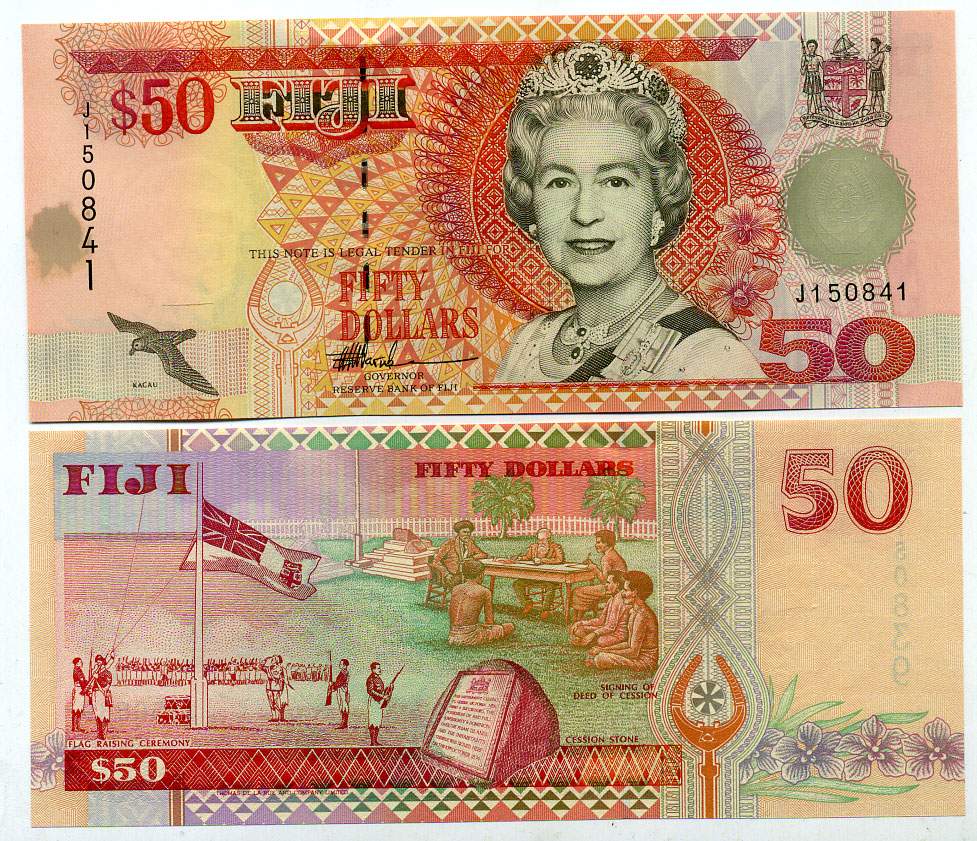 Фиджи 50 долларов ND (1996) Pick 100 b бумага UNC (пресс) 00-000-00