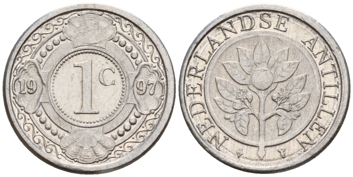 Нидерландские Антилы 1 цент 1997 Беатрикс (1980-2013) KM 32 алюминий 4174-762
