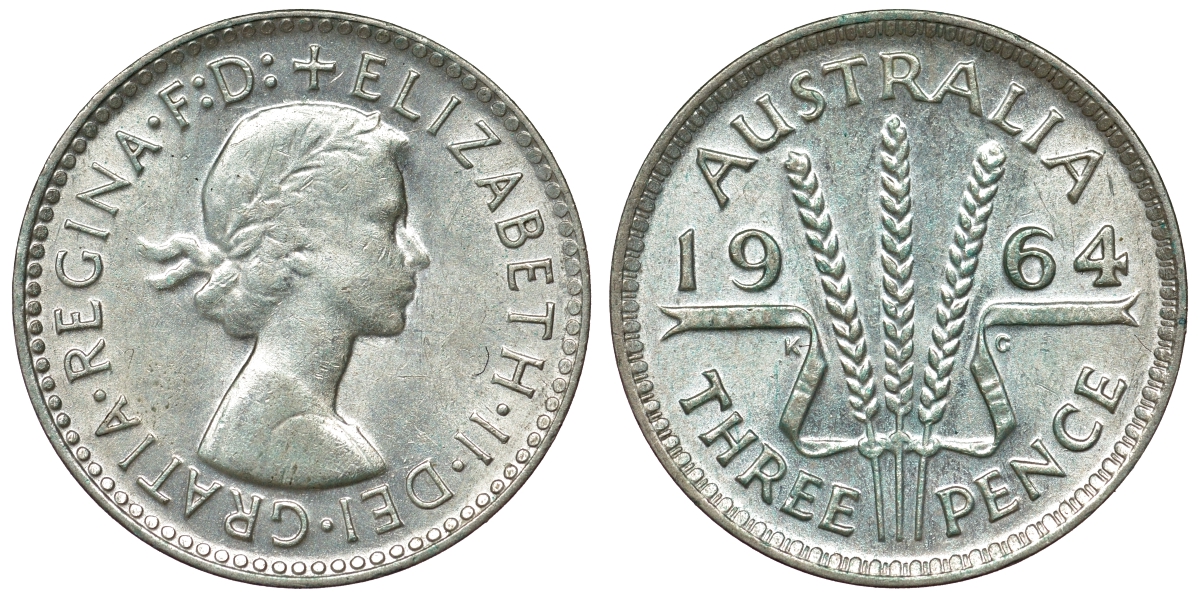 Австралия 3 пенса 1964 Елизавета II (1952-2022) KM 57 серебро 71-1015