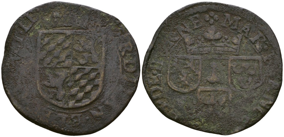 Льеж, Бельгия 1/2 лиард ND (1545-1650)  медь 4147-167