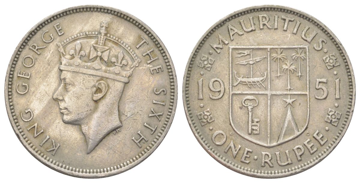 Маврикий 1 рупия 1951 KM 29 медно-никель 4622-1251