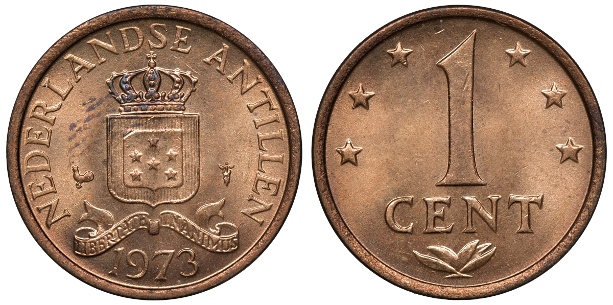 Нидерландские Антилы 1 цент 1973 Юлиана (1948-1980) KM 8 бронза UNC 4118-446