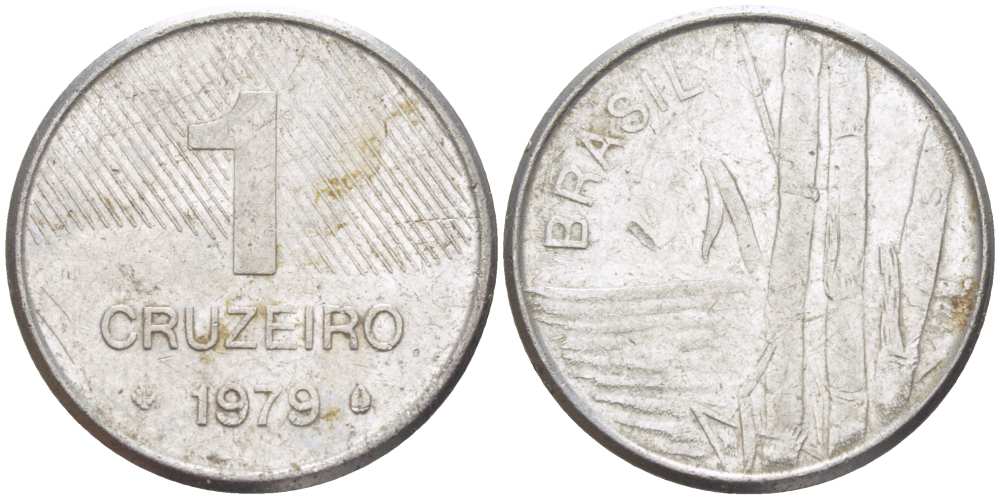Бразилия 1 крузейро 1979 сахарный тростник KM 590 нержавеющая сталь 46-1852