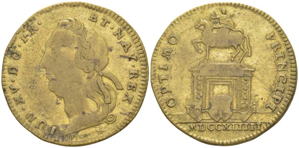 Франция жетон 1744 Людовик XVI (1774-1792), OPTIMO PRINCIPI, диаметр 24,5 мм.  латунь    210-124