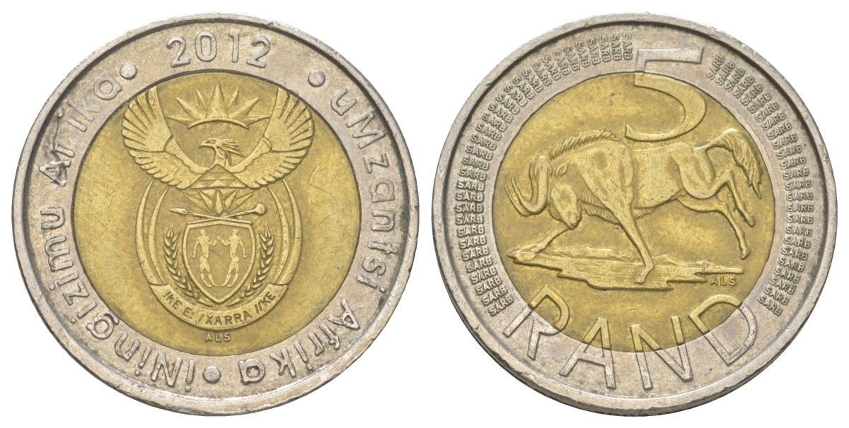 ЮАР 5 рандов 2012 KM 555 биметалл 4626-915