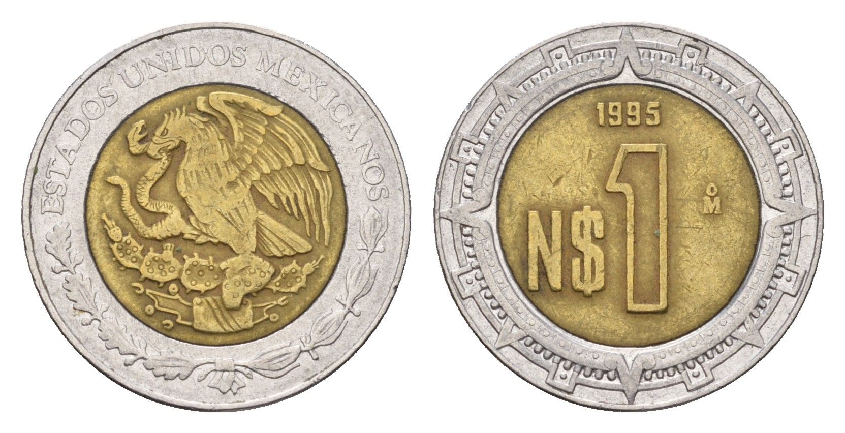 Мексика 1 песо 1995 KM 603 биметалл 4674-752