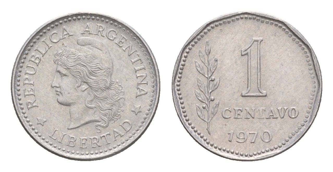 Аргентина 1 сентаво 1970 KM 64 алюминий 4649-928