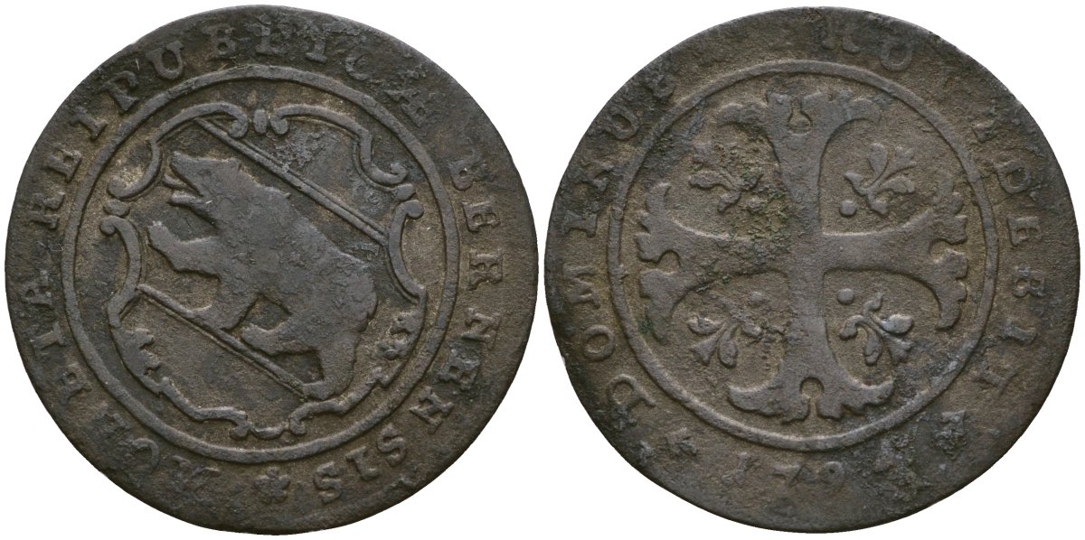 Берн, Швейцария 1/2 батцена 1794 KM 91 биллон 4132-1253