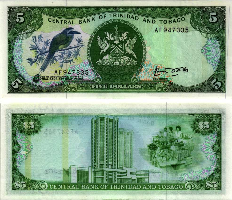 Тринидад и Тобаго 5 долларов 1985 подпись 4 Pick 37а бумага UNC (пресс) 7183-31-1-2