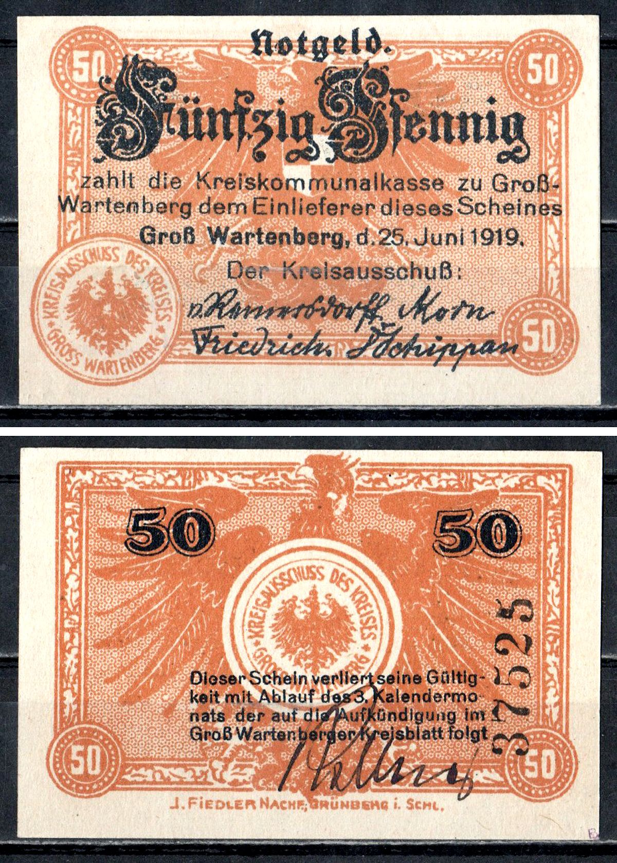 Грос-Вартенберг (Силезия) 50 пфеннигов 1919 7556-26-2-1