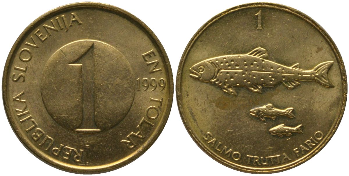 Словения 1 толар 1999 KM 4 латунь 4548-235