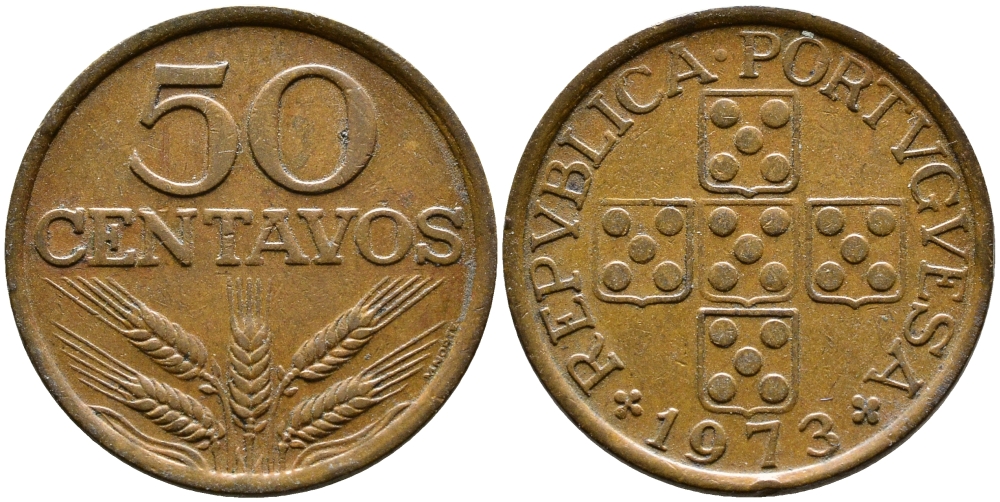 Португалия 50 сентаво 1973 KM 596 бронза 61-654