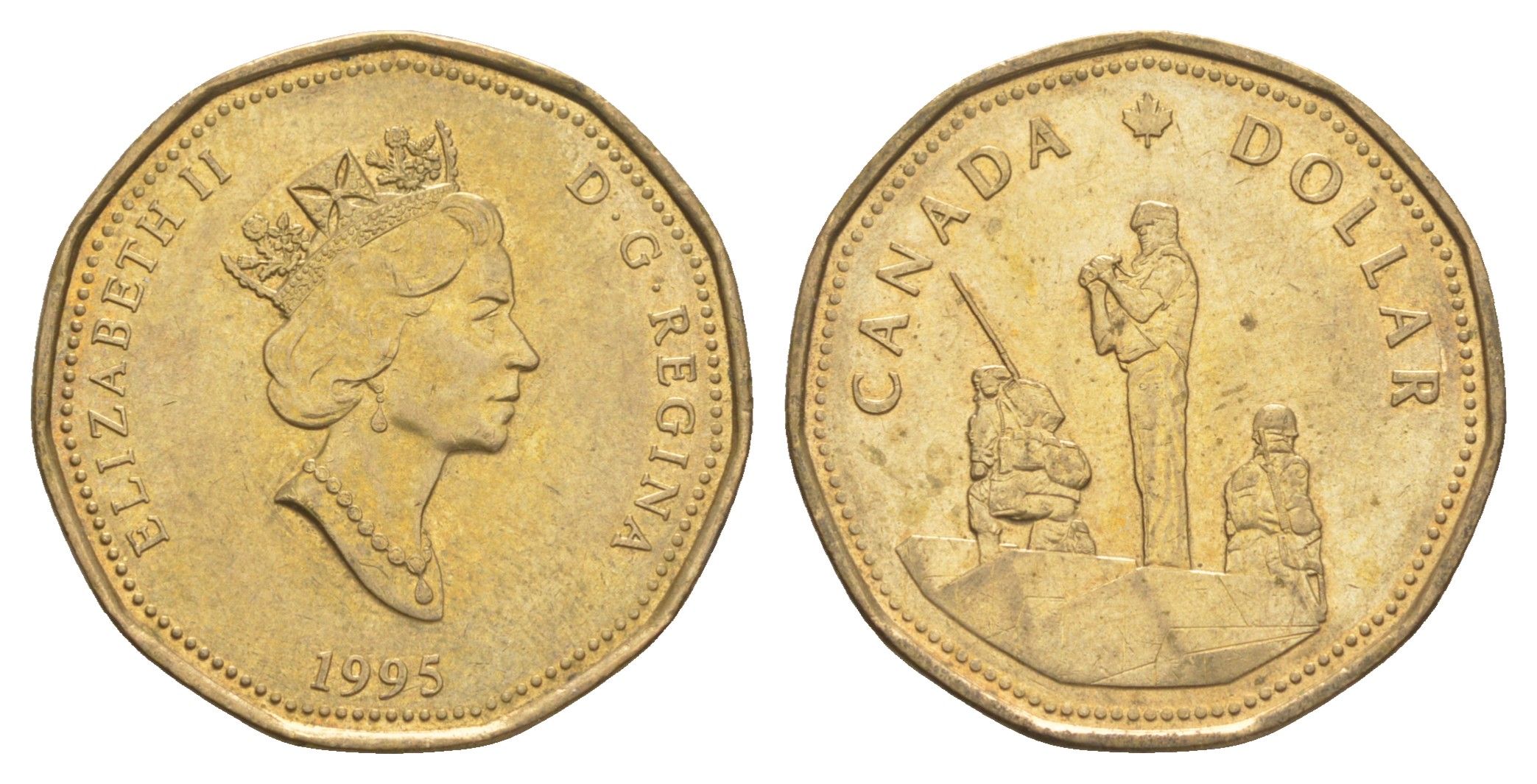 Канада 1 доллар 1995 Памятник миротворческим силам KM 258 никель плакированная бронзой 4652-1211