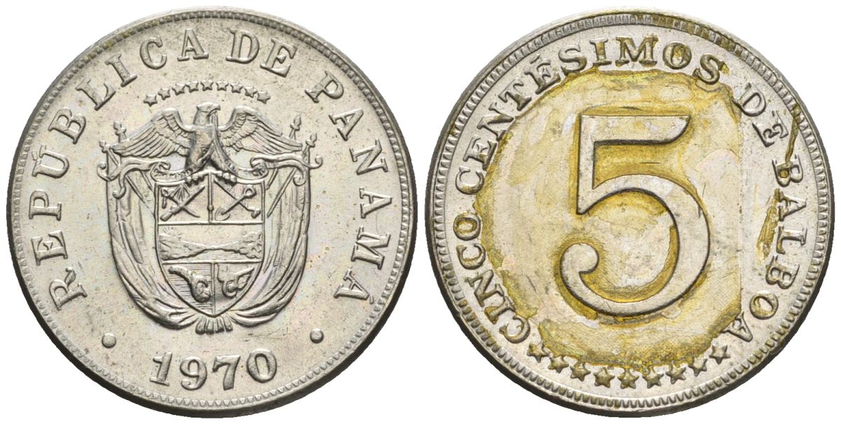 Панама 5 сентесимо 1970  KM 23.2 медно-никель    4610-311
