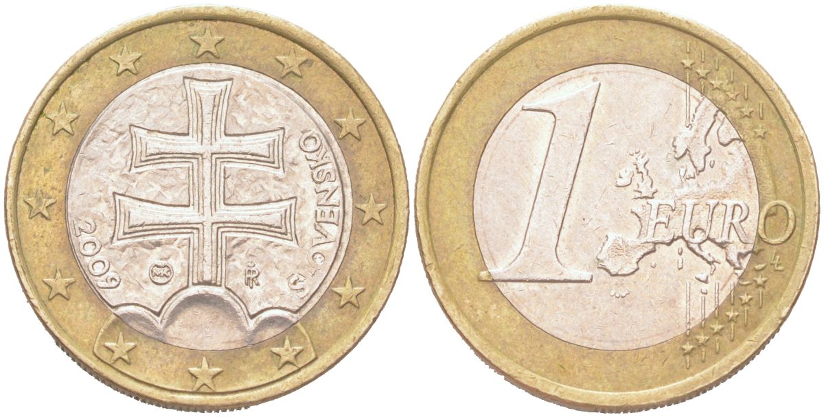 Словакия 1 евро 2009 KM 101 биметалл 4126-953