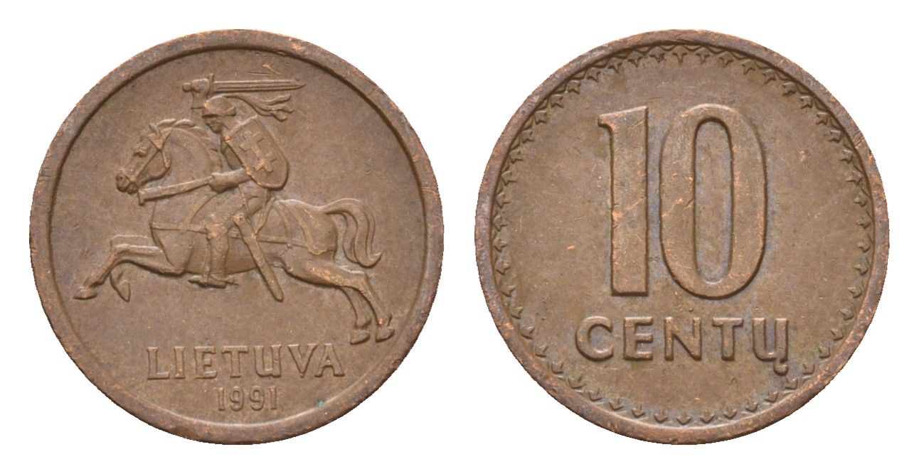 Литва 10 центов (сентов) 1991 год-тип KM 88 бронза 4689-1059