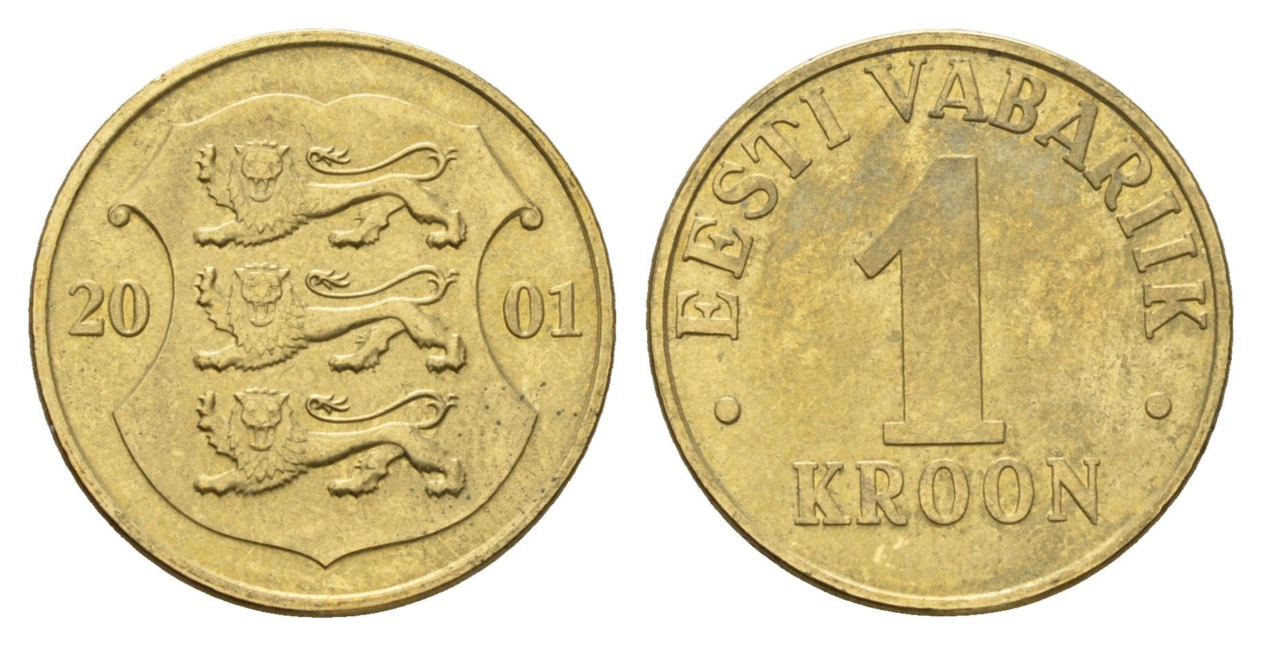 Эстония 1 крона 2001 KM 35 латунь 3459-753