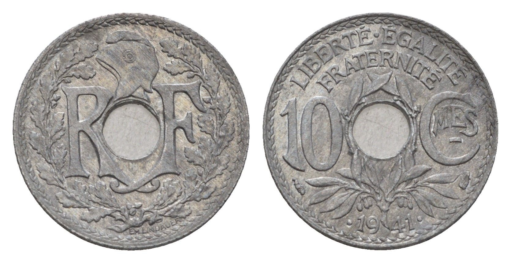 Франция 10 сантимов 1941 KM 895 цинк 4651-947