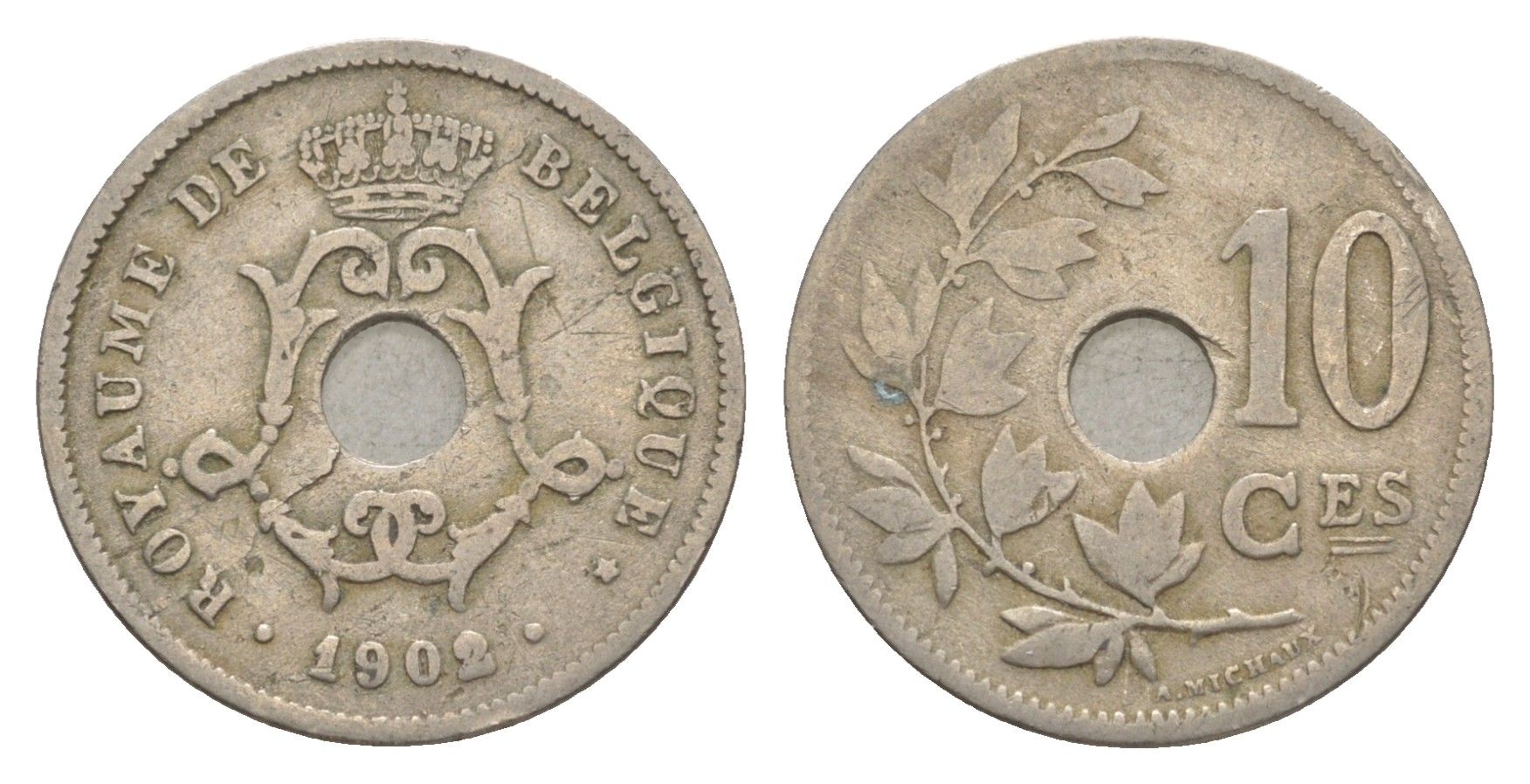 Бельгия 10 сантимов 1902 Belgique KM 48 медно-никель 4649-732